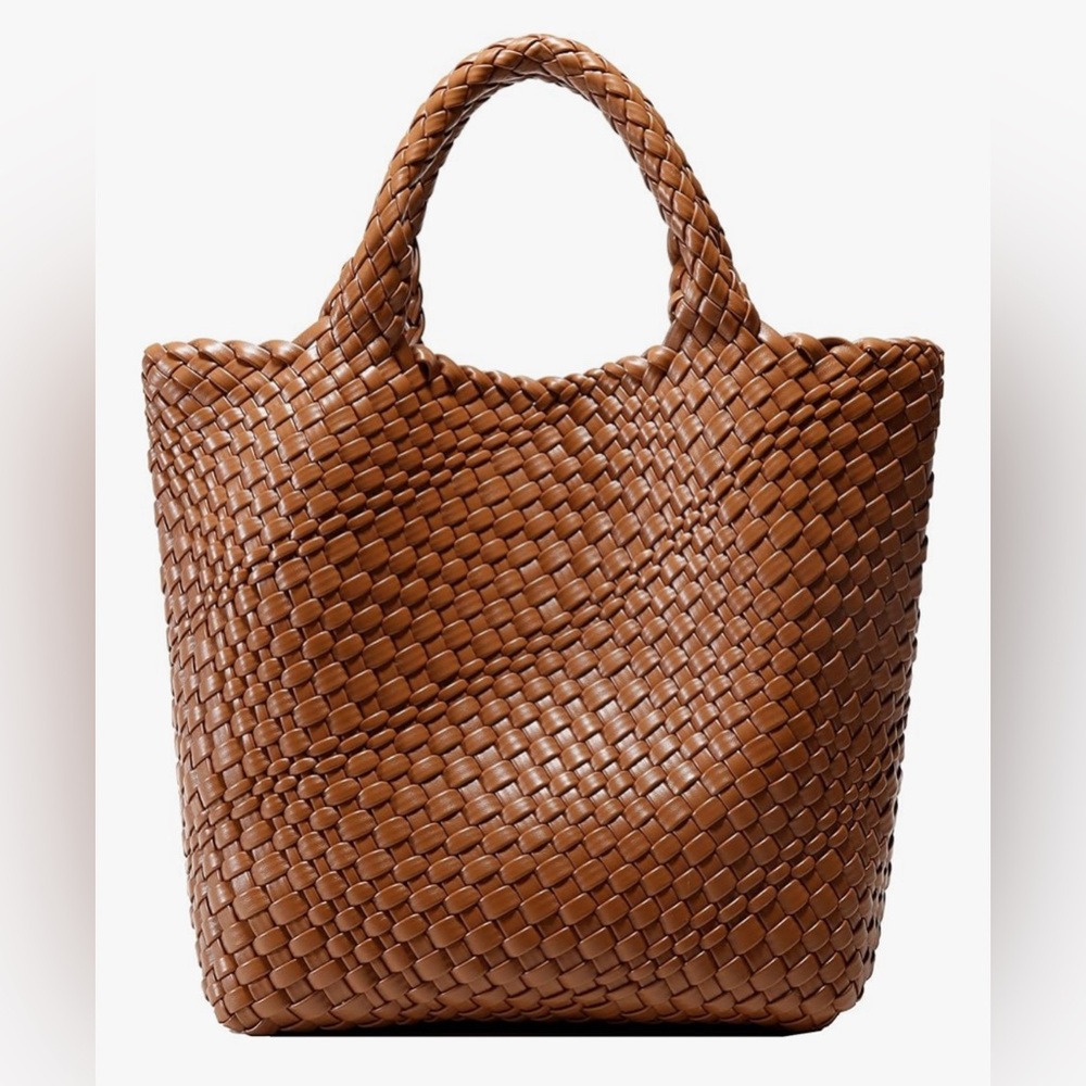 Elegant Brown Woven Tote Bag